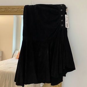 Alaia Paris Velvet vintage midi skirt with side ruffle and snaps